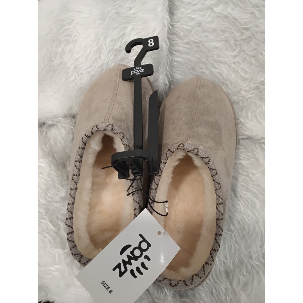 Pawz by Bearpaw Hazel Clog Slippers Stone Tan Faux Fur Lined Women's Size 8 NWT‎